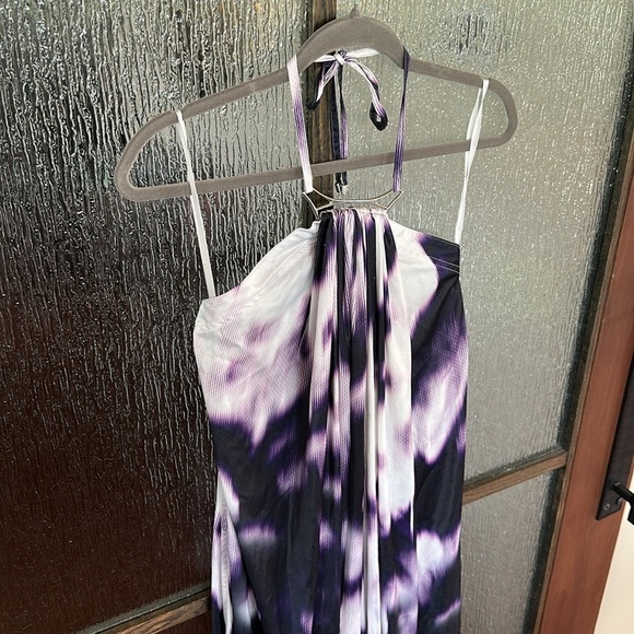 Kaufman Franco Purple Print Halter Maxi Long Medium Pockets - Picture 10 of 15